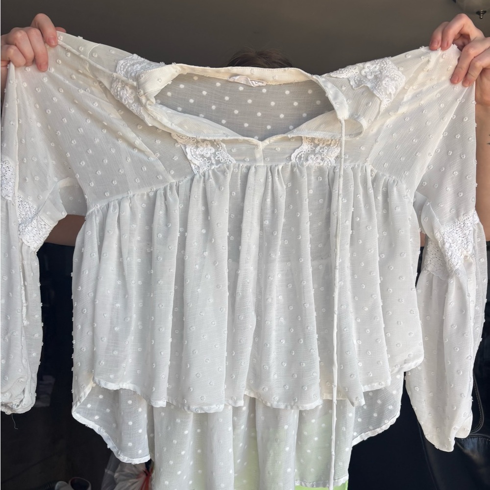 Sage White Lace Detail Blouse